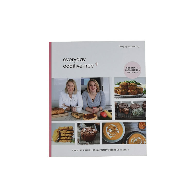 Impressão de livro de receitas escolares com estampagem em folha